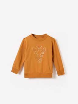 Blue Giraffe - Boys Brown Printed Round Neck Sweatshirt