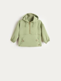 ELLE - Girls Green Textured Hood Regular Fit Sweatshirt
