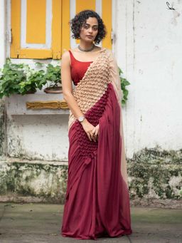 Suta - Maroon Mul Cotton Saree