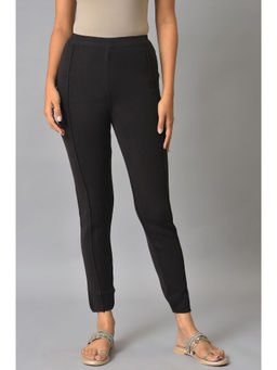 W - Black Knitted Casual Tights