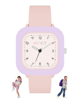 Spiky - Pink Plastic Square Analog Watch (S)