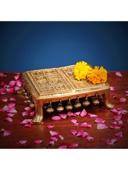 Ekaa Handicrafts - Brass Ethnic Design Chowki Pooja Mandir Stand