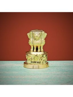 Ekaa Handicrafts - Brass Ashok Stambh Decorative Indian Emblem Ashok Chakra Pillar