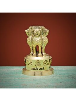 Ekaa Handicrafts - Brass Ashok Stambh Decorative Indian Emblem Ashok Chakra Pillar