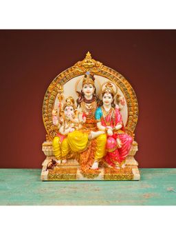 Ekaa Handicrafts - Shiv Parivar Statue on Sinhasan in Marble Dust