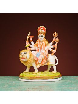 Ekaa Handicrafts - Goddess Durga Idol Sitting on Lion Hand Painted