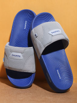 Chupps - Men Icon Grey & Blue Casual Sliders
