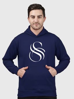 Greylongg - Navy Blue Men Hoodie for Winter
