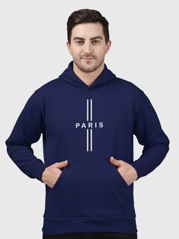 Greylongg - Navy Blue Men Hoodie for Winter