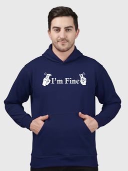 Greylongg - Navy Blue Men Hoodie for Winter