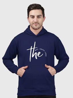 Greylongg - Navy Blue Men Hoodie for Winter