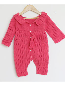 Woonie - Pink Handmade Full Sleeves Buttoned Bodysuit