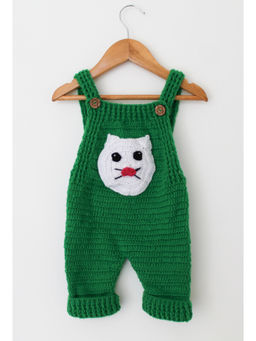 Woonie - Green Sleeveless Cat Applique Handmade Bodysuit
