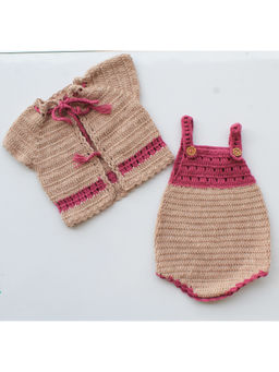 Woonie - Brown Handmade Romper with Shrug