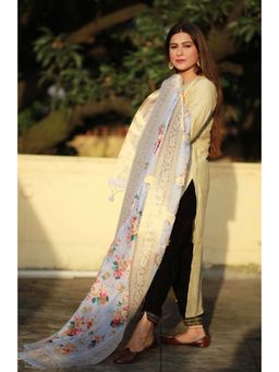 Zal from Benaras - Blue Pure Silk Banarasi Handloom Dupatta