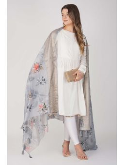 Zal from Benaras - Blue Pure Silk Digital Print Banarasi Handloom Dupatta