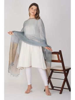 Zal from Benaras - Blue Pure Crushed Tissue Silk Banarasi Handloom Dupatta
