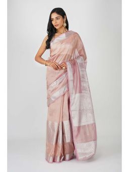 Zal from Benaras - Light Pink Tissue Zari Silk Banarasi Handloom Saree without Blouse