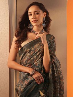 Libas - Printed Chinon Saree with Unstitched Blouse for Women