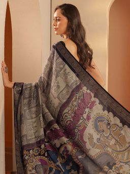 Libas - Ethnic motifs Silk blend Saree with Unstitched Blouse for Women