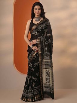 Libas - Ethnic motifs Silk blend Saree with Unstitched Blouse for Women