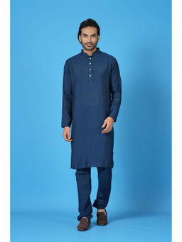 Simaaya - Navy Blue Premium Quality Cotton Silk Made Kurta for Men