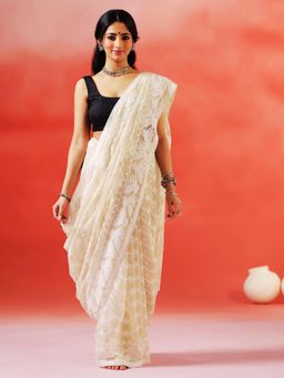 Aditri - Handloom Resham Silk Jamdani Saree Without Blouse