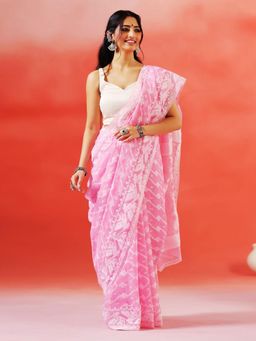 Aditri - Handloom Resham Silk Jamdani Saree Without Blouse