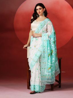 Aditri - Handloom Resham Silk Jamdani Saree Without Blouse