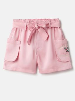 United Colors of Benetton - Pink Solid Regular Fit Shorts with Belt