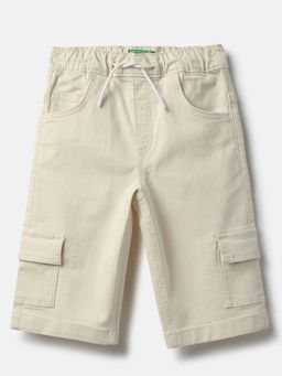 United Colors of Benetton - Off White Solid Regular Fit Shorts