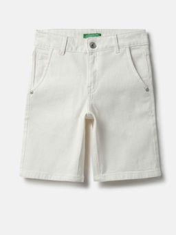 United Colors of Benetton - Off White Solid Regular Fit Shorts