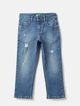 United Colors of Benetton - Blue Embroidered Straight Fit Jeans
