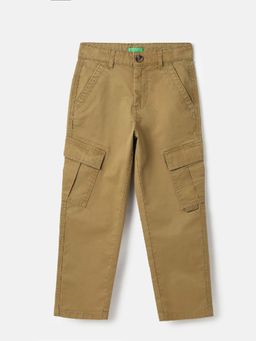 United Colors of Benetton - Beige Solid Regular Fit Cargo