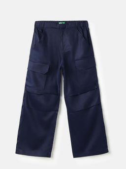United Colors of Benetton - Navy Blue Solid Regular Fit Trouser
