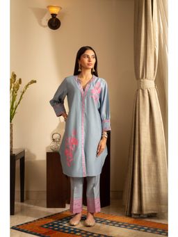 House of Inari - Gul-Meh Aqua Blue Embroidered Co-Ord Set