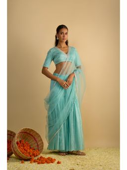 RAYASHA KHAN - Crystal Blue Sharara with Blouse and Dupatta