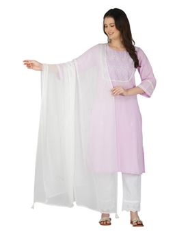 Zuri - Lavender Embroidered Kurta with Pant and Dupatta