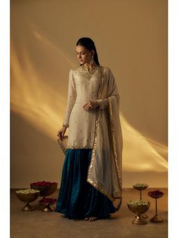 RAYASHA KHAN - Beige Sharara with Kurti and Dupatta