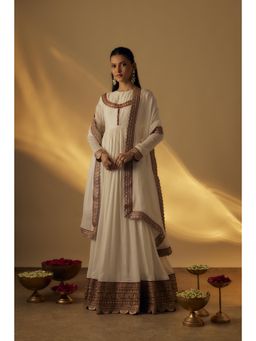 RAYASHA KHAN - White Floor Length Anarkali with Dupatta