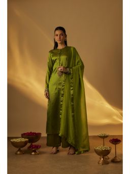 RAYASHA KHAN - Mehendi Green Kurta with Palazzo and Dupatta