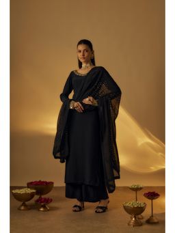 RAYASHA KHAN - Black Kurta with Palazzo and Dupatta