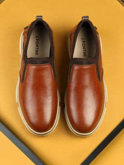 Mochi - Men Tan Slip On Casual Loafers