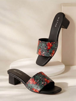 Metro - Women Black Casual Sandal Heels