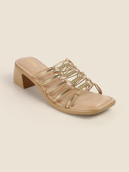 Metro - Women Gold Casual Sandal Heels