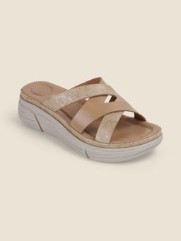 Metro - Women Beige Open Casual Sandals
