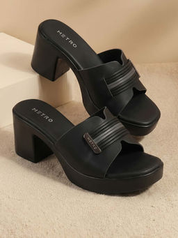 Metro - Women Black Casual Sandal Heels
