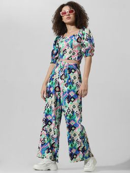 ONLY - Multi-Colour Mid Rise Printed Pants (Set of 2)