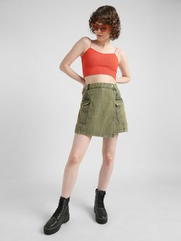 ONLY - Green Acid Washed Denim Skorts