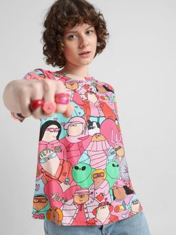 ONLY - Pink Printed Cotton T-Shirt